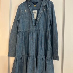 Ralph Lauren Girls Chambray Tiered Dress size 14